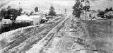 Paeroa 1897. Wooden tram-lines on Normanby Rd.